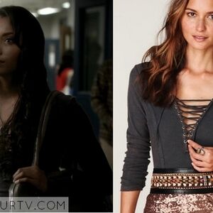 Free People Chilton Lacr Up Long Sleeve Top ASO Bonnie Bennett Vampire Diaries